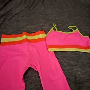Popvil Vibrant Pink and Orange Women's Activewear Set